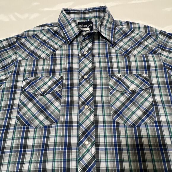 Lot of 2 Wrangler Shirt Plaid Western Pearl Snap Button Up Cowboy Mens Size L - Picture 10 of 10